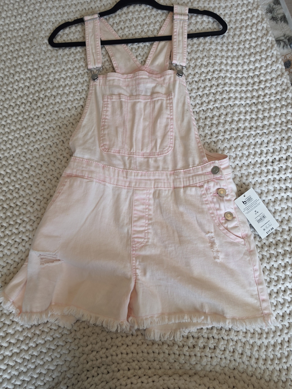 Pink Denim Short Overalls